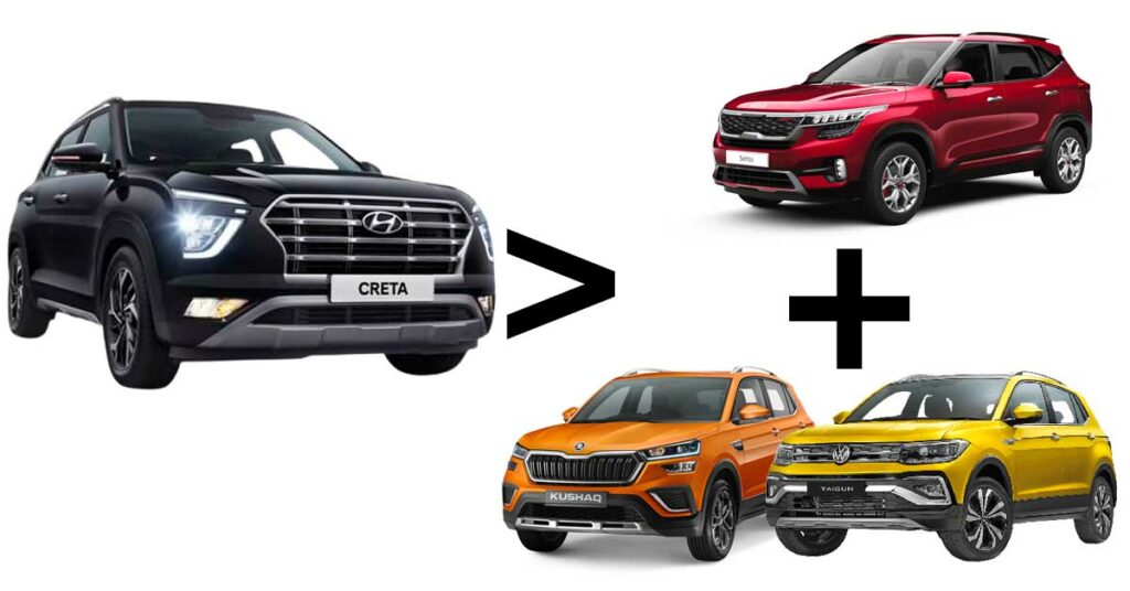 hyundai creta vs kia celtos vs skoda kushaq vs vw taigun