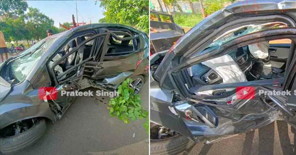 tata altroz ​​bent in the middle of the accident